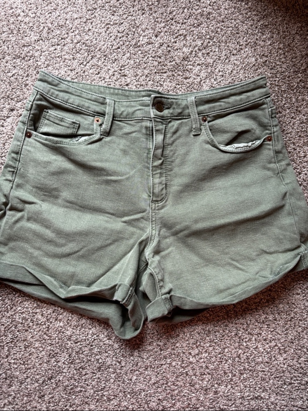 Universal Thread Olive Green High-Rise Denim Shorts